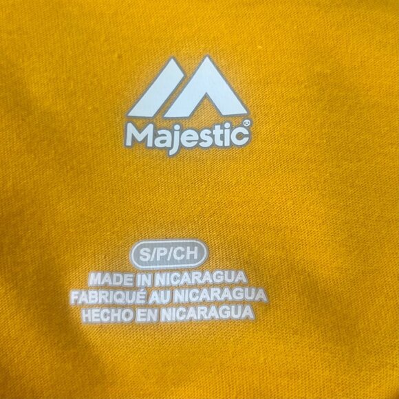 Majestic Pittsburgh Pirates Tshirt Womens Small Yellow V-Neck MLB New - Picture 5 of 11